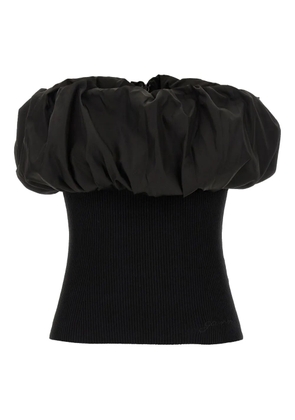 GANNI ribbed off-the-shoulder top - Black