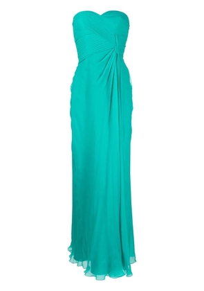 Alberta Ferretti gathered strapless gown - Green