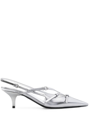 Miu Miu 55mm leather buckle pumps - Silver