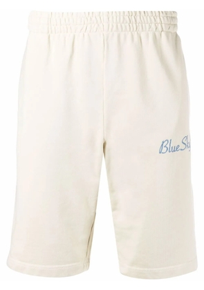 BLUE SKY INN logo-embroidered cotton shorts - Neutrals