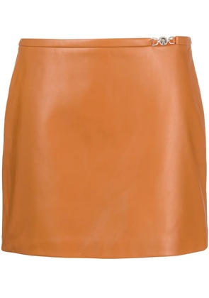 Versace Medusa-embellished leather miniskirt - Brown