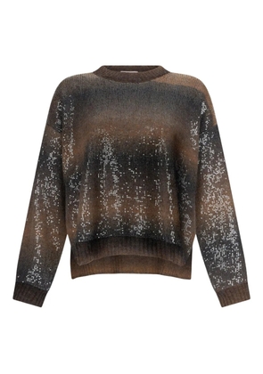 LIU JO sequin-embroidered crew neck jumper - Brown
