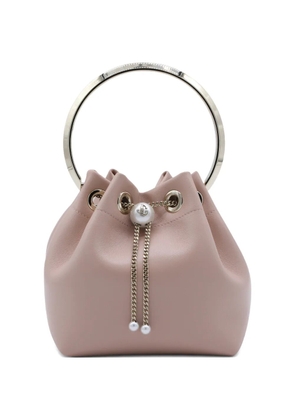 Jimmy Choo Bon Bon ring-handle pearl-charm bucket bag - Pink
