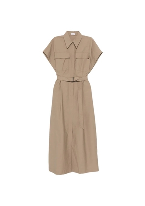 Brunello Cucinelli pocket belted midi dress - Neutrals