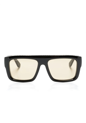 Gucci Eyewear logo-engraved rectangle-frame sunglasses - Black