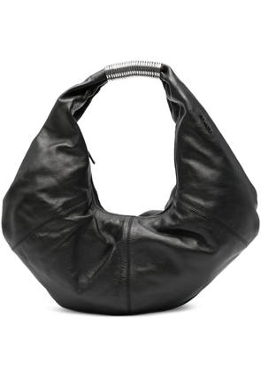 Vic Matie curved-handle leather tote bag - Black