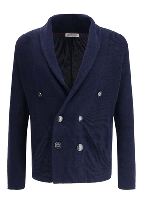 Brunello Cucinelli shawl-collar double-breasted cardigan - Blue