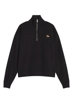 Maison Kitsuné Profile Fox-embroidered half-zip sweatshirt - Black