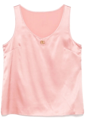 Dolce & Gabbana DNA logo-plaque satin top - Pink