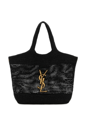 Saint Laurent raffia Icare shopping tote bag - Black