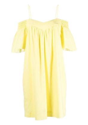 Karl Lagerfeld belted linen-blend midi dress - Yellow