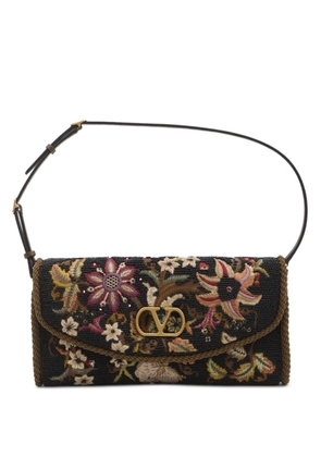 Valentino Garavani DeVain embroidered small shoulder bag - Black