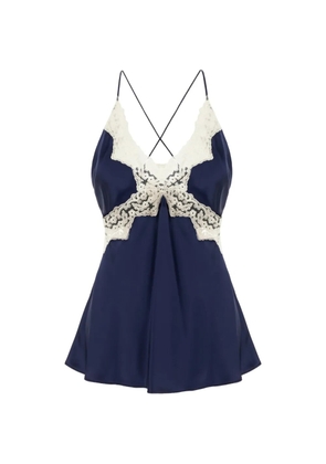 Alberta Ferretti lace-trim top - Blue