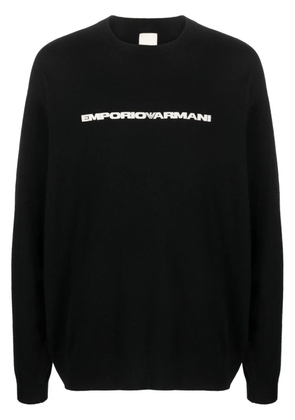 Emporio Armani logo-print crew-neck jumper - Black