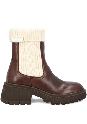 Jimmy Choo knit-trim leather boots - Brown