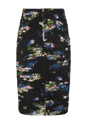 Blumarine floral-print midi skirt - Black