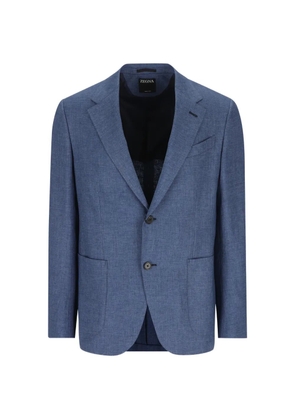 Zegna single-breasted linen blazer - Blue
