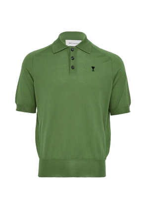 AMI Paris logo-embroidered polo shirt - Green