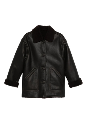 SANDRO leather short coat - Black