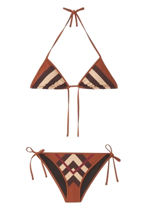 Burberry Chevron Check triangle bikini - Brown