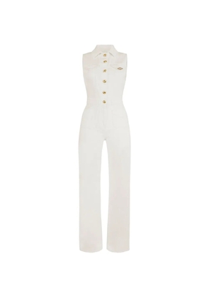 Elisabetta Franchi logo-detail denim jumpsuit - Neutrals