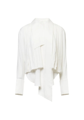YCH pleats tie shirt - White