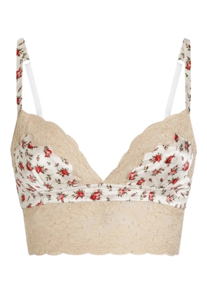 Dolce & Gabbana floral-print lace bra - Neutrals