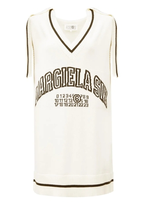 MM6 Maison Margiela logo-jacquard knit dress - White