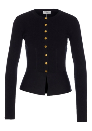 Elisabetta Franchi button-cuff ribbed cardigan - Black