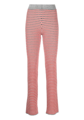 Rabanne check-pattern ribbed-knit trousers - Orange