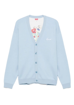 Kenzo embroidered cotton-blend cardigan - Blue