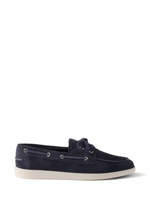 Prada suede boat shoes with laces - Blue