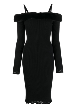 Blumarine off-shoulder ribbed midi dress - Black