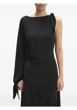 SAMSOE SAMSOE asymmetric-neckline one-sleeve midi dress - Black