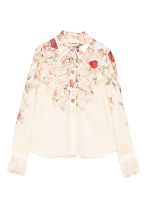 ZIMMERMANN floral lace-trimmed shirt - Neutrals