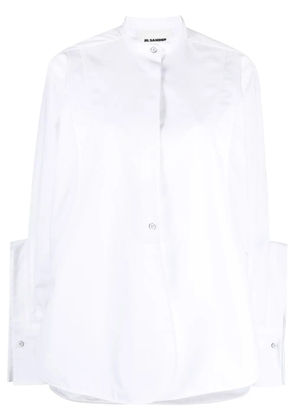 Jil Sander band-collar panelled cotton shirt - White