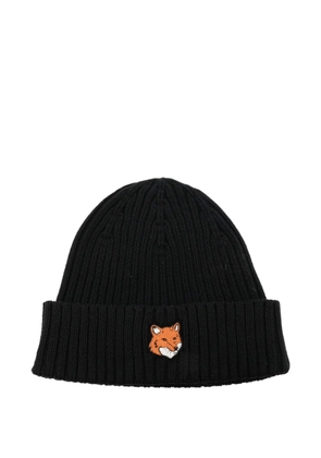 Maison Kitsuné logo-patch beanie - Black