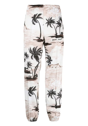 Palm Angels Kids palm-tree print pressed-crease trousers - Neutrals