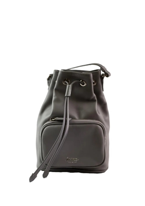 LA ROSE drawstring zip leather bucket bag - Grey