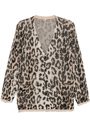 R13 leopard-jacquard cardigan - Brown