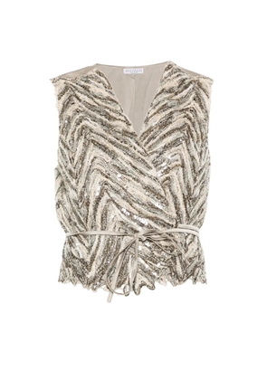 Brunello Cucinelli sequin chevron knitwear - Neutrals