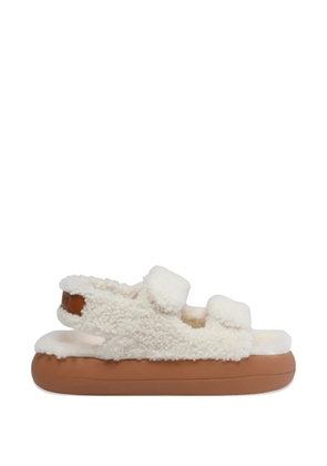 Moon Boot shearling platform sandals - White
