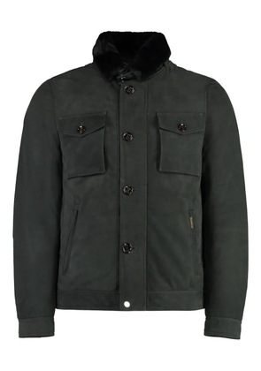 Moorer fur-collar buttoned jacket - Green