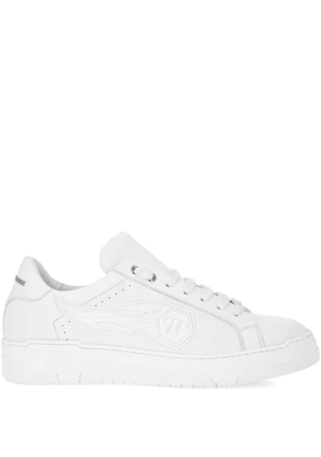 Philipp Plein flame-logo leather sneakers - White