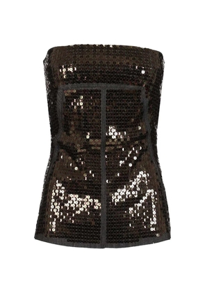 Rick Owens sequin-embelished panelled bustier - Brown
