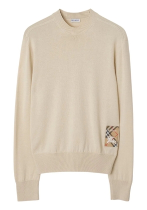 Burberry check-label wool sweater - Neutrals