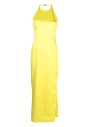 GCDS halterneck satin-finish dress - Yellow