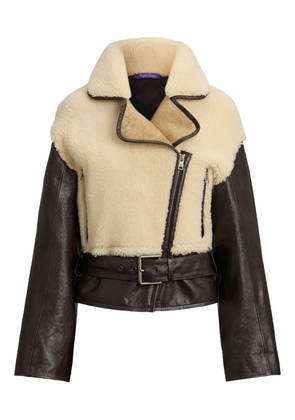 Ralph Lauren Collection shearling leather belted jacket - Neutrals