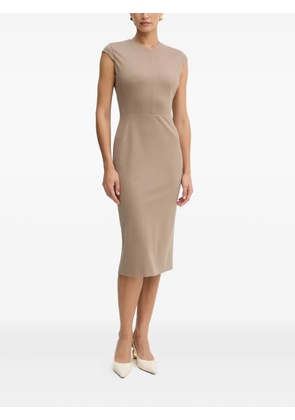 BOSS V-neck cap-sleeve midi dress - Brown