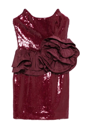 Rebecca Vallance sequin flower mini dress - Red